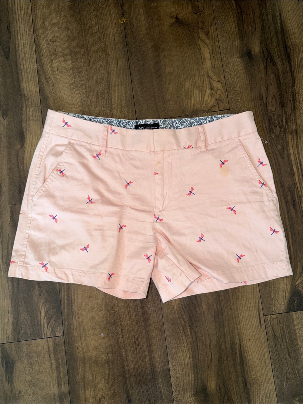 NYDJ Light Pink Embroidered Cotton Chino Shorts